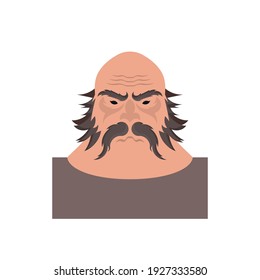 A bald man with a mustache and a beard. Brutal man icon. Isolated. Vector.