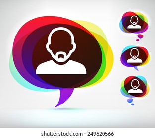 Bald Man with Mustache on  Color Speech Bubbles