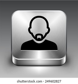 Bald Man with Mustache on Silver Square Buttons