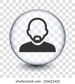 Bald Man With Mustache On Transparent Round Buttons