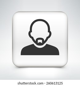 Bald Man with Mustache on White Square Buttons