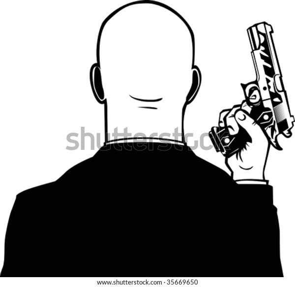 Bald Man Pistol Stock Vector (Royalty Free) 35669650