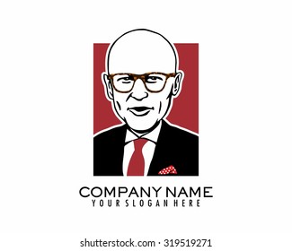 bald man portrait businessman suit cartoon character