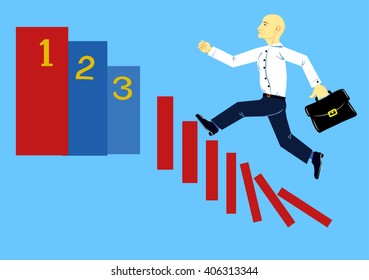 Bald man rapidly moved up the career ladder