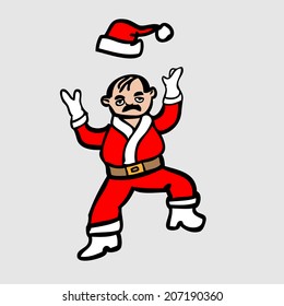 Bald man Santa throw hat
