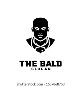 bald man silhouette character logo icon design cartoon