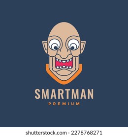 bald man smile happy science smart professor mascot colorful cartoon logo design vector