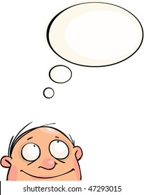 Bald man with speech bubble