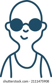 Bald man with sunglasses, illustration, vector on a white background.