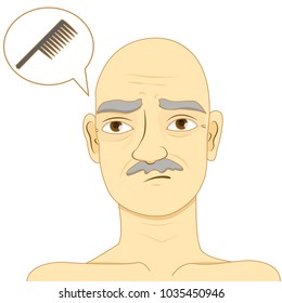Bald man think of using comb