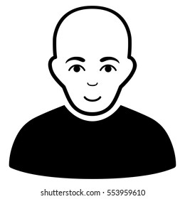 Bald Man vector icon. Flat black symbol. Pictogram is isolated on a white background. Designed for web and software interfaces.
