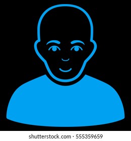 Bald Man vector icon. Flat blue symbol. Pictogram is isolated on a black background. Designed for web and software interfaces.