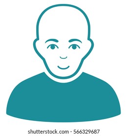 Bald Man vector icon. Flat soft blue symbol. Pictogram is isolated on a white background. Designed for web and software interfaces.