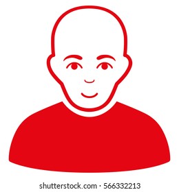 Bald Man vector icon. Flat red symbol. Pictogram is isolated on a white background. Designed for web and software interfaces.