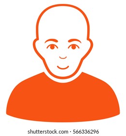 Bald Man vector icon. Flat orange symbol. Pictogram is isolated on a white background. Designed for web and software interfaces.