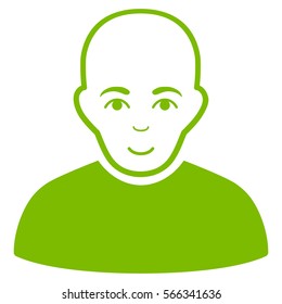 Bald Man vector icon. Flat eco green symbol. Pictogram is isolated on a white background. Designed for web and software interfaces.