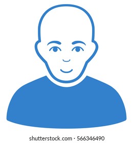Bald Man vector icon. Flat cobalt symbol. Pictogram is isolated on a white background. Designed for web and software interfaces.