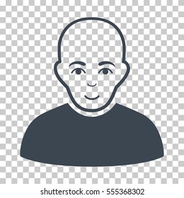 Bald Man vector icon. Illustration style is flat iconic smooth blue symbol on a chess transparent background.