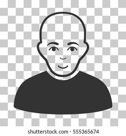 Bald Man vector pictograph. Illustration style is flat iconic gray symbol on a chess transparent background.