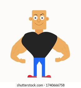 bald and muscular man. vector illustration.
