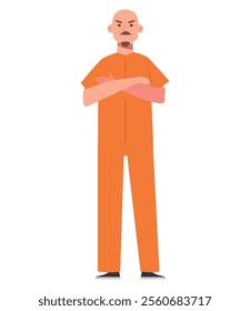 bald muscular prisoner isolated design