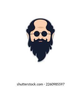 bald old man head logo wearing sunglasses
