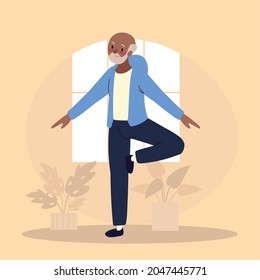 kahler alter Mann, der sich sportlich betätigt