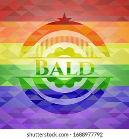 Bald on mosaic background with the colors of the LGBT flag