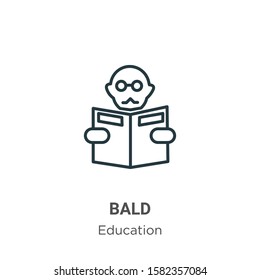 Bald outline vector icon. Thin line black bald icon, flat vector simple element illustration from editable education concept isolated on white background