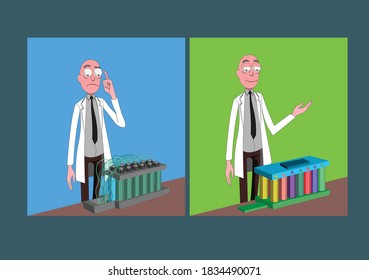 bald scientist before and after very important discovery in microbiology