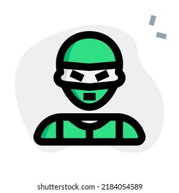 Bald thief wearing bandit mask