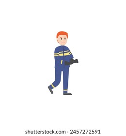 bald vector firefighter pose firefighter