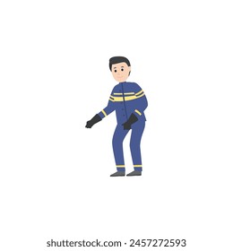 bald vector firefighter pose firefighter