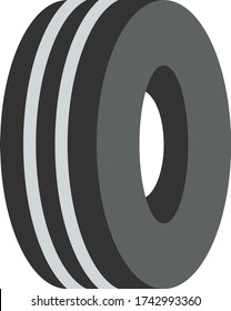 Bald, Worn Out Old Car Tire Vector Color Icon Design, Tire Repair Tools and Wheel Shop Equipment on White background, Worn tire concept, 