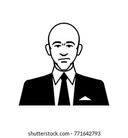 Bald Young Man on Suit