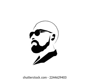 Bald,and bearded male head logo design