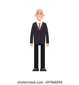 Bald-headed man. Character vector illustration, flat style.