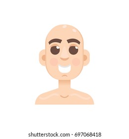 Bald-headed man. Character vector illustration, flat style.