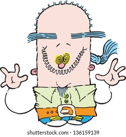 BALDING HIPPY WITH PONY TAIL