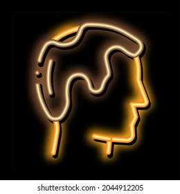 Balding Man Profile neon light sign vector. Glowing bright icon Balding Man Profile sign. transparent symbol illustration