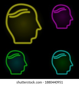 baldness, disease, head neon color set icon. Simple thin line, outline vector of disease icons for ui and ux, website or mobile application