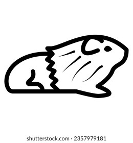 Baldness in guinea pigs line icon, Diseases of pets concept, guinea pig alopecia sign on white background, Baldness in pet icon in outline style for mobile and web design. Vector graphics