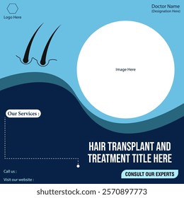 Baldness hair treatment abstract vector background. Hair care cosmetic social media banner.