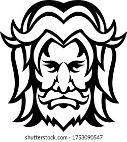 Baldr Balder or Baldur Norse God Front View Mascot Black and White