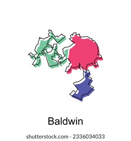 Baldwin City of Georgia map vector illustration, vector template with outline graphic sketch style isolated on white background
