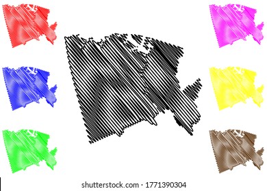 Baldwin County, Georgia (U.S. county, United States of America,USA, U.S., US) map vector illustration, scribble sketch Baldwin map