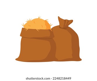 Bale of hay icon. Bags of yellow grass, farming and farming. Graphic element for website, poster or banner. Dry plants and summer or autumn season, food for pets. Cartoon flat vector illustration