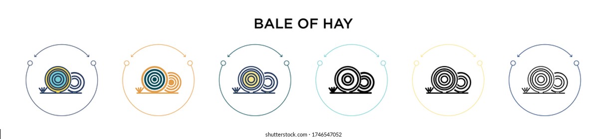 Bale of hay icon in filled, thin line, outline and stroke style. Vector illustration of two colored and black bale of hay vector icons designs can be used for mobile, ui, web