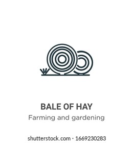 Bale of hay outline vector icon. Thin line black bale of hay icon, flat vector simple element illustration from editable farming and gardening concept isolated stroke on white background