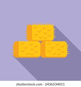 Bale hay stack icon flat vector. Agriculture harvest food. Field square nature